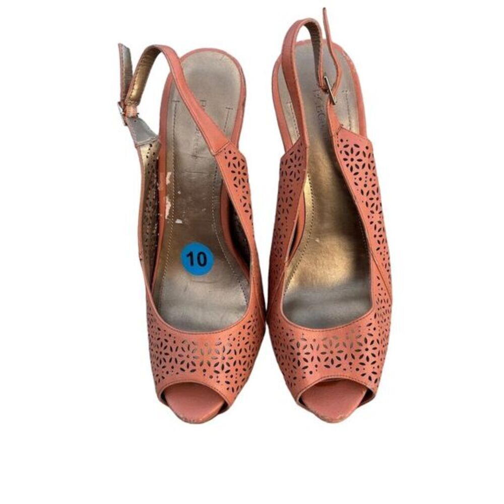 BCBGeneration Women's Pink/Tan Slingback Peep Toe Heels Size 10